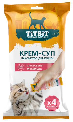 TiTBiT Крем-суп с кусочками телятины 4*10г фото, цены, купить