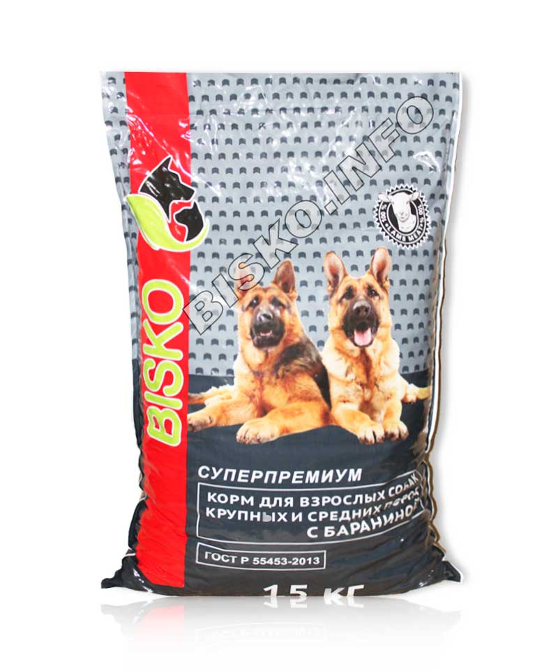 BISKO Супер Премиум корм для собак с бараниной 15 кг фото, цены, купить