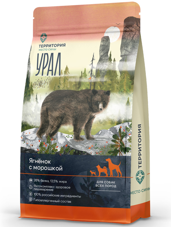 Территория Урал для собак  всех пород Ягнёнок с морошкой 800г фото, цены, купить