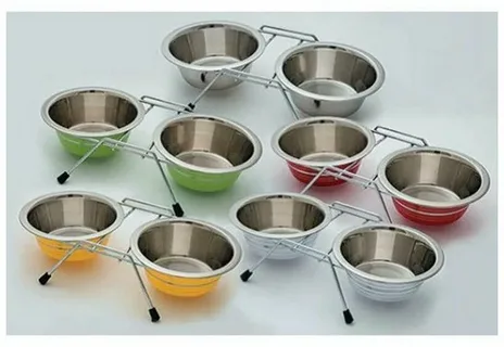 Миска двойная цветная с полоской VM-3000 (A), 240 мл фото, цены, купить