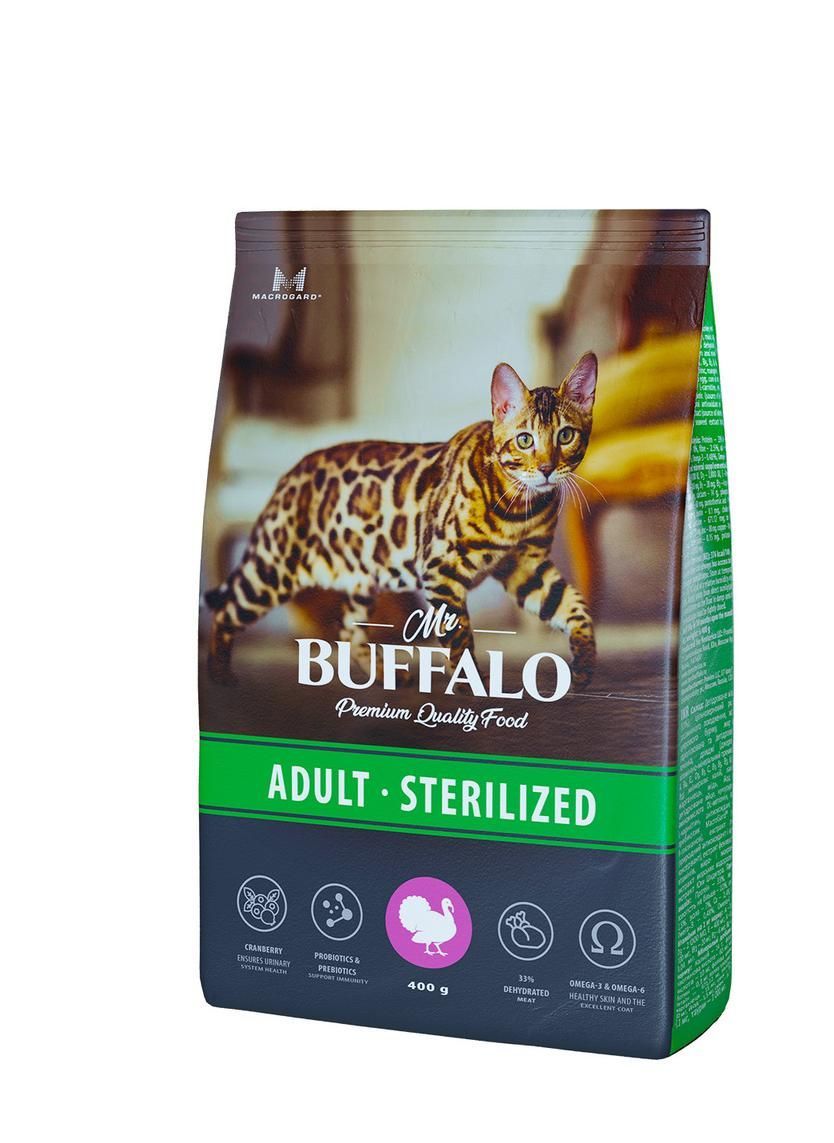 Mr.Buffalo STERILIZED с индейкой  для стерилизованных кошек 400г фото, цены, купить
