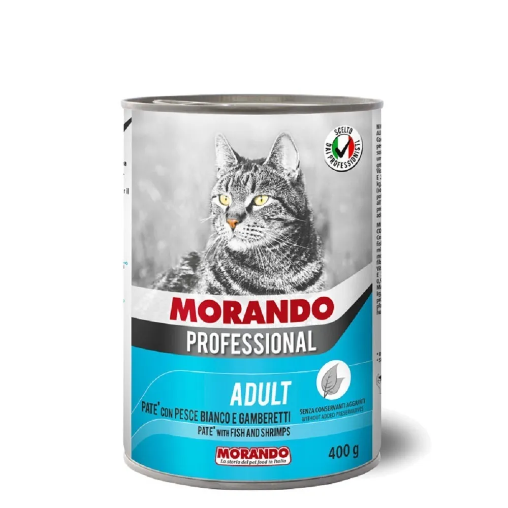MORANDO PROFESSIONAL Консервы с белой рыбой и креветками паштет для кошек 400г фото, цены, купить