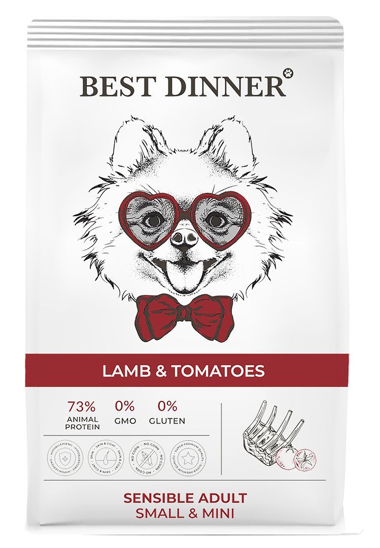 Best Dinner Sensible с ягненком и томатами при аллергии у собак мелких пород 1,5 кг фото, цены, купить