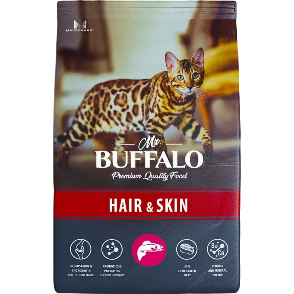 Mr.Buffalo ADULT HAIR & SKIN для красивой кожи и шерсти у кошек с лососем 10 кг фото, цены, купить