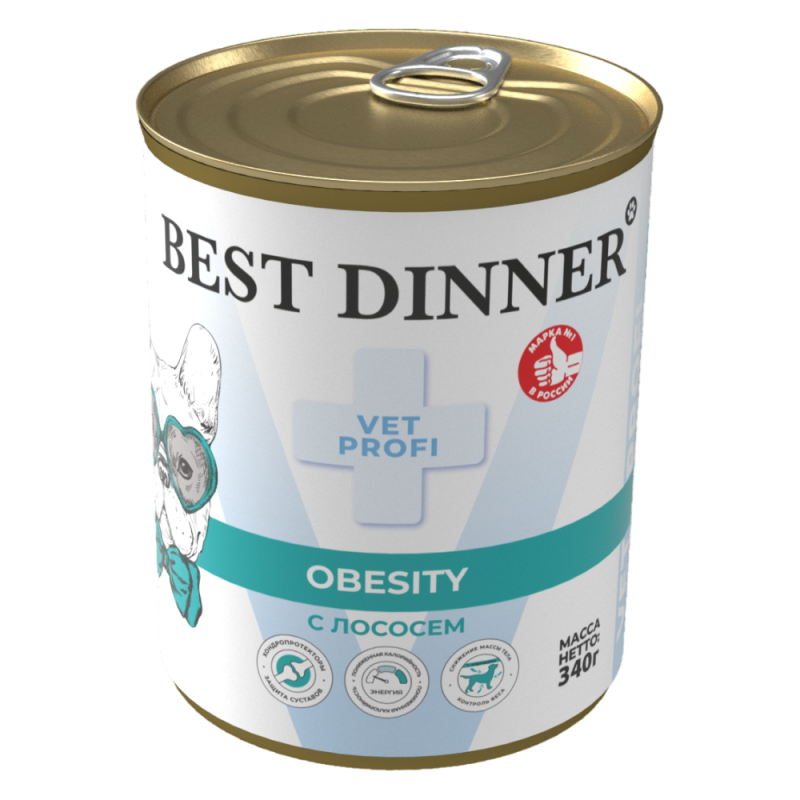 Best Dinner Vet Profi Obesity  для собак всех пород, для снижения и контроля веса с лососем 340г фото, цены, купить