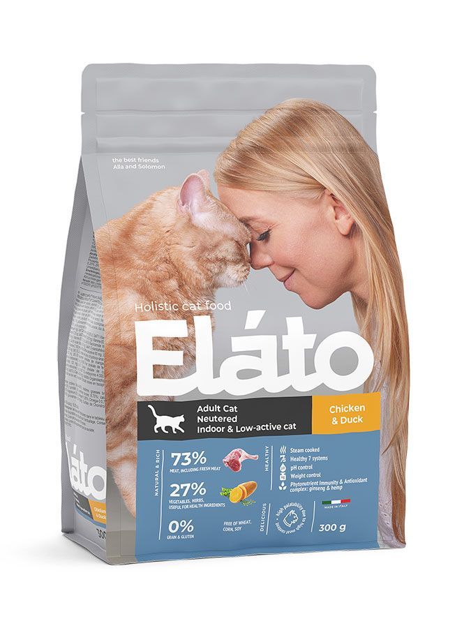 ELATO Holistic с курицей и уткой для кастр/стерилизованных кошек 300г фото, цены, купить