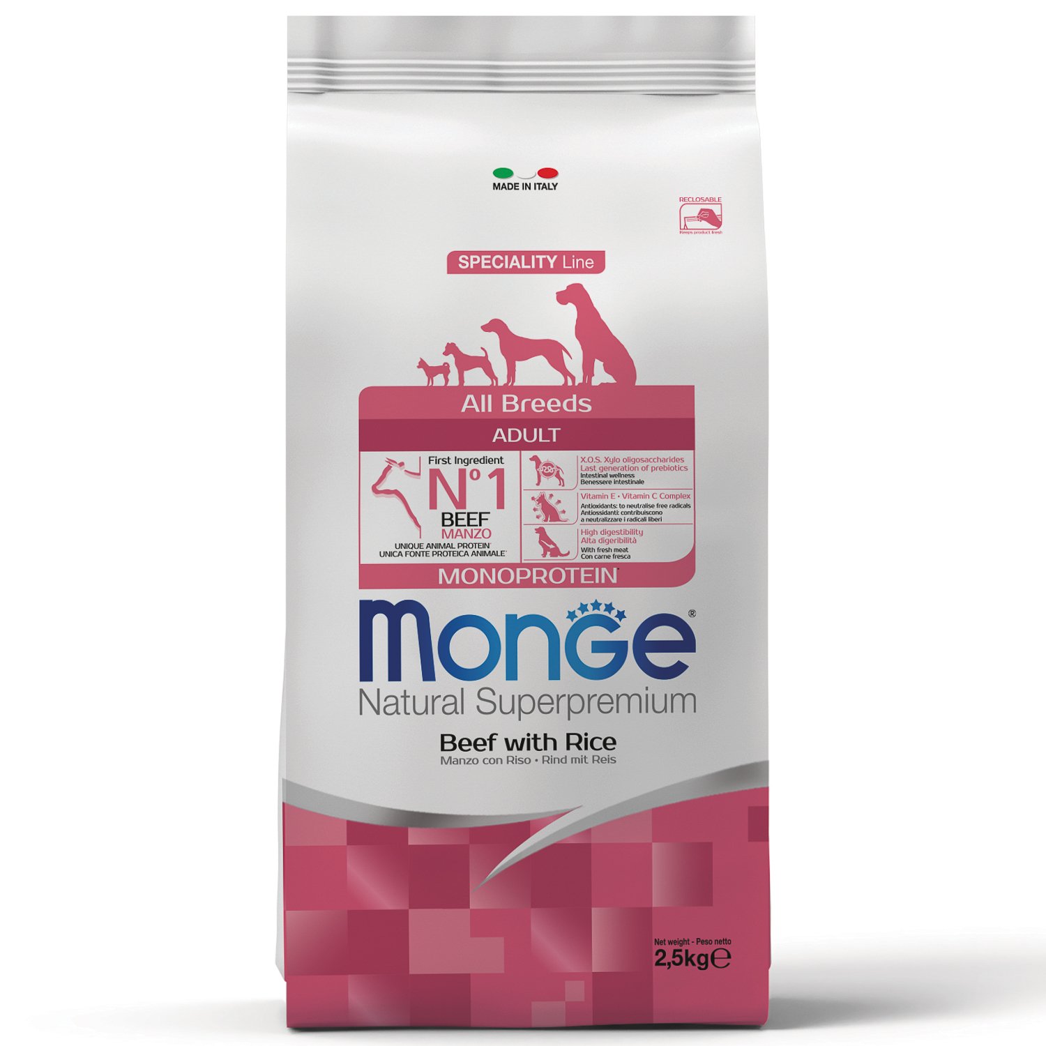 Monge Speciality Line Monoprotein сухой для взрослых собак всех пород Говядина/Рис 2,5кг фото, цены, купить