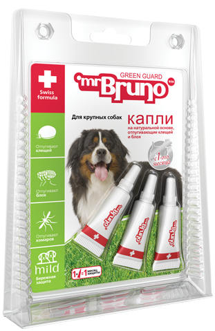 Mr.Bruno капли на холку для собак более 30кг (3 пипетки) фото, цены, купить
