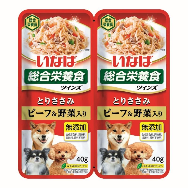 INABA Twins Курица и говядина с овощами, пауч для собак 2*40г фото, цены, купить