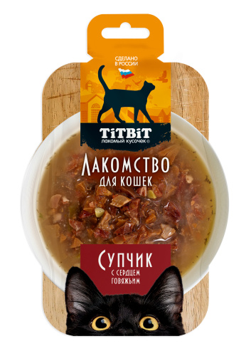 TiTBiT Супчик с сердцем говяжьим лакомство для кошек 55 г фото, цены, купить