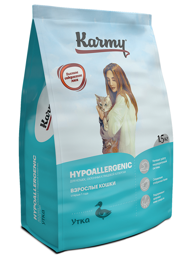 KARMY Hypoallergenic  Гипоаллергенный с уткой для кошек 1,5кг фото, цены, купить