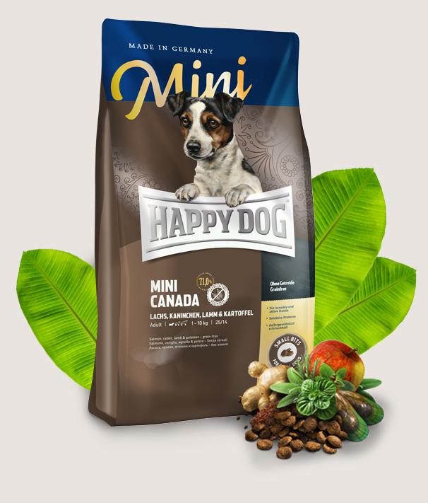 Happy Dog Supreme Mini Canada с канадским лососем, кроликом, ягненком для мини пород собак 1кг фото, цены, купить