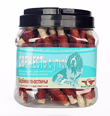 Лакомства Green Qzin СВЕЖЕСТЬ-2  Сушеные утиные твистеры 750г (банка) фото, цены, купить