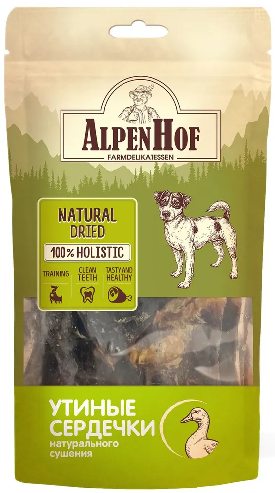 AlpenHof Утиные сердечки для собак 50г фото, цены, купить