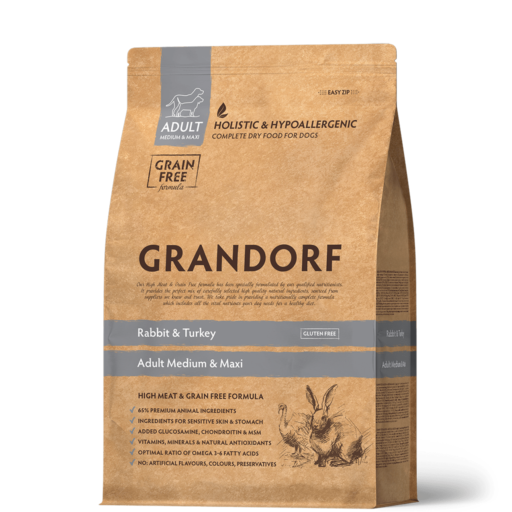 GRANDORF беззерновой корм кролик, индейка с картофелем для собак средних и крупных пород 1кг фото, цены, купить