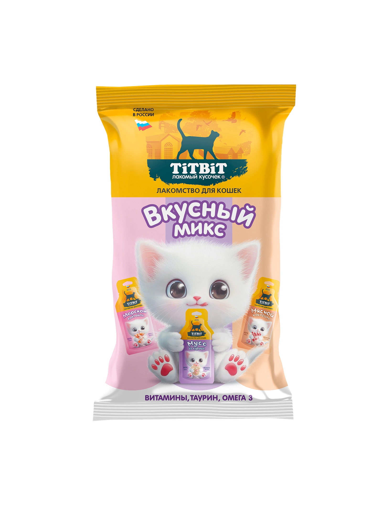 TiTBiT Вкусный микс для кошек 3 вида мусс и коктейли 45г  фото, цены, купить