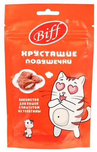 TiTBiT Biff Хрустящие Подушечки для кошек с Паштетом из Телятины 60г фото, цены, купить