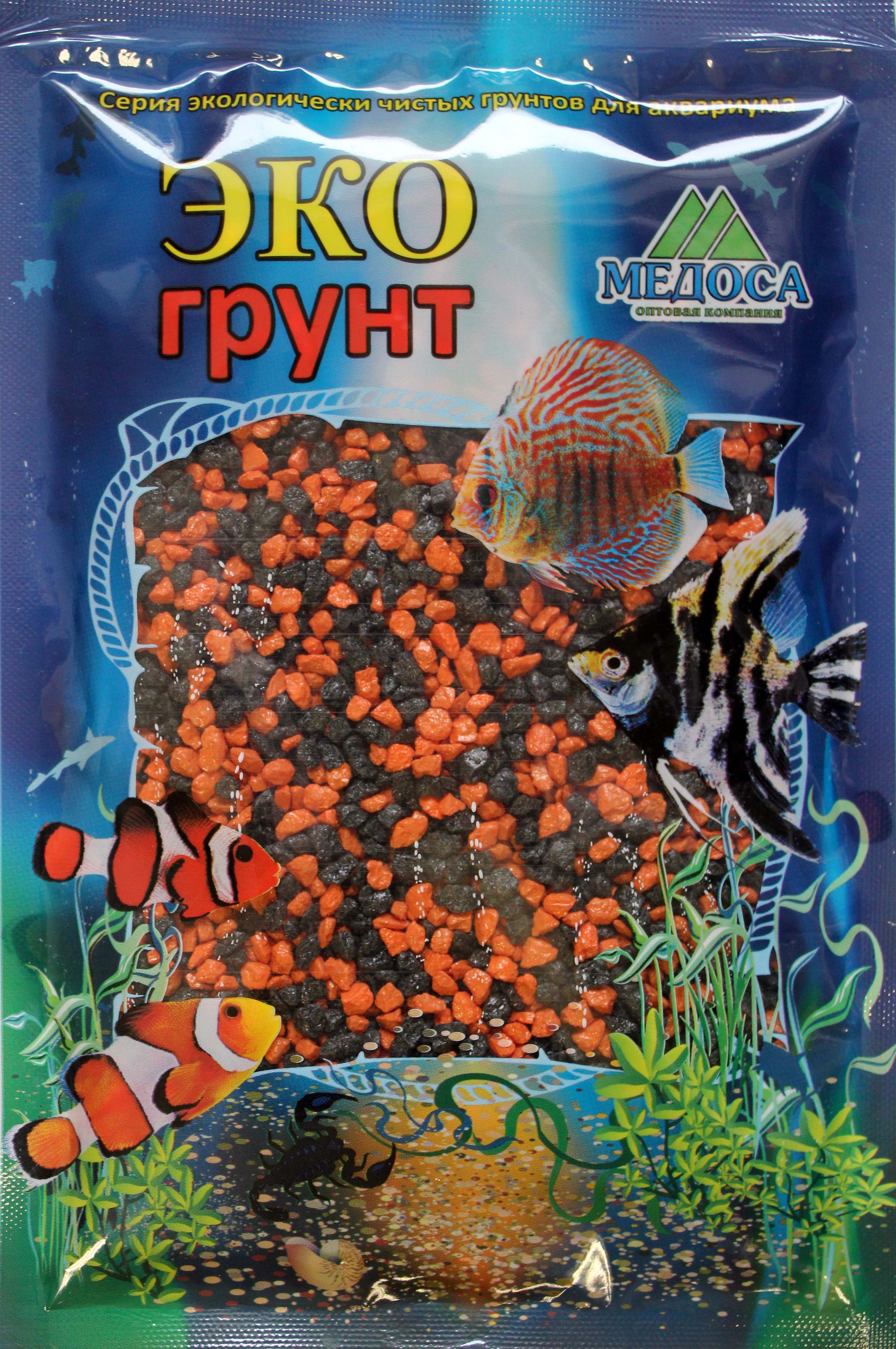 Грунт Медоса 7кг 2-5мм Мраморная Крошка чёрно-оранжевый фото, цены, купить