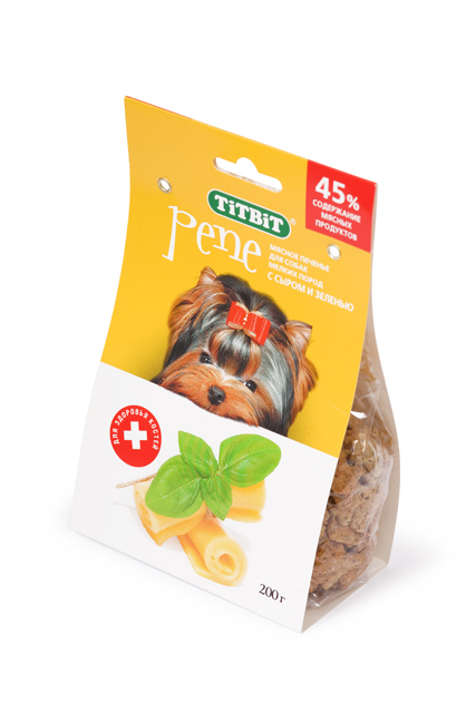 TiTBiT Печенье Pene для мелких собак с Сыром и Зеленью 200г фото, цены, купить