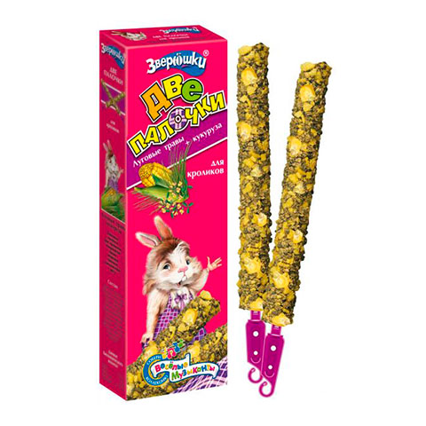 ЗВЕРЮШКИ - Палочки Луговые Травы и Кукуруза для кроликов 2шт*40г фото, цены, купить