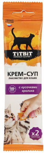 TiTBiT Крем-суп с кусочками кролика 2*10г для кошек фото, цены, купить