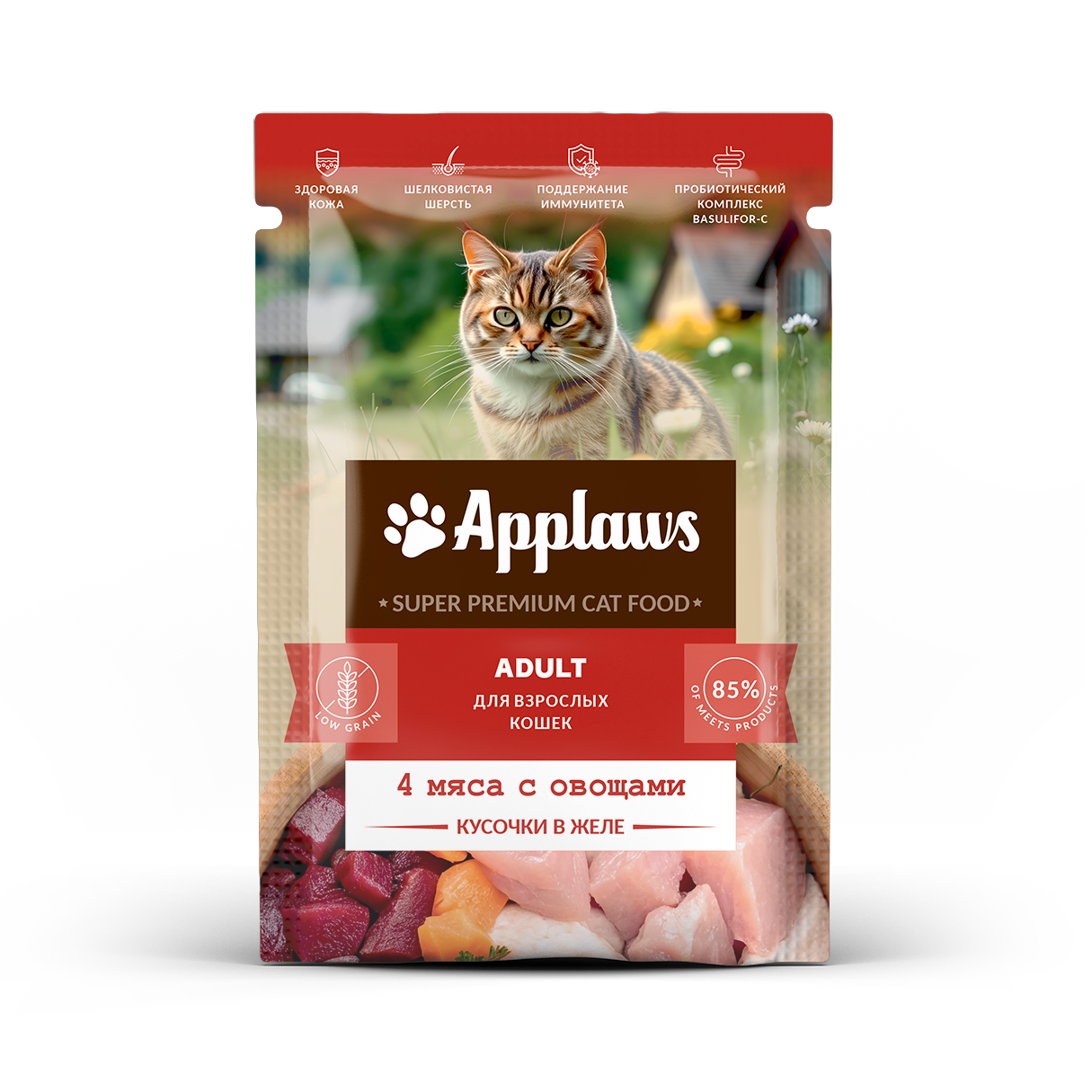 Пауч Applaws Adult Четыре Мяса,овощи в желе для кошек 85г фото, цены, купить