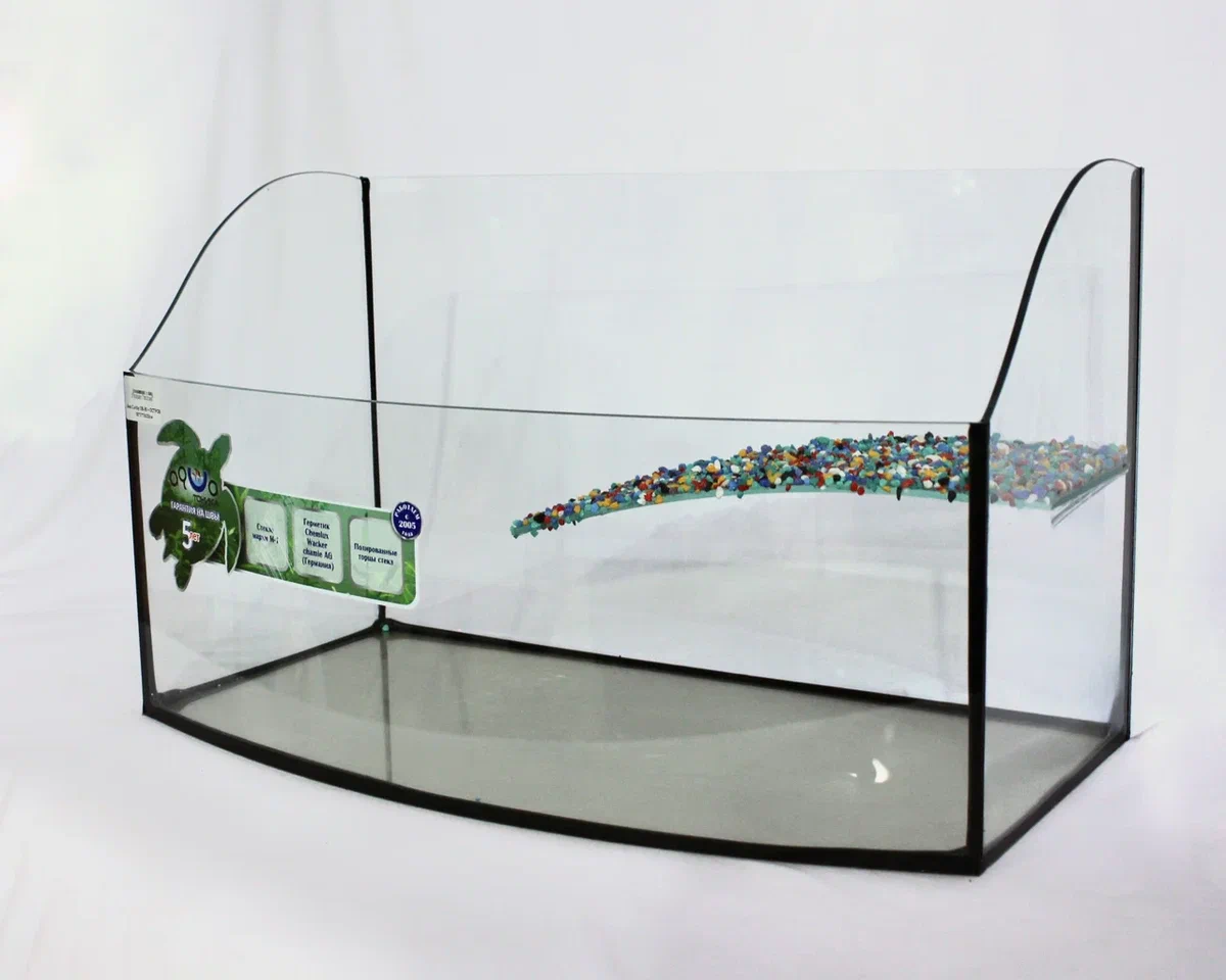 Террариум - черепашник Cariby-50 с островком,  переднее стекло овальной формы фото, цены, купить