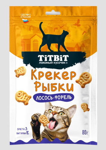 TiTBiT Крекер рыбки для кошек Лосось/Форель 80г  фото, цены, купить