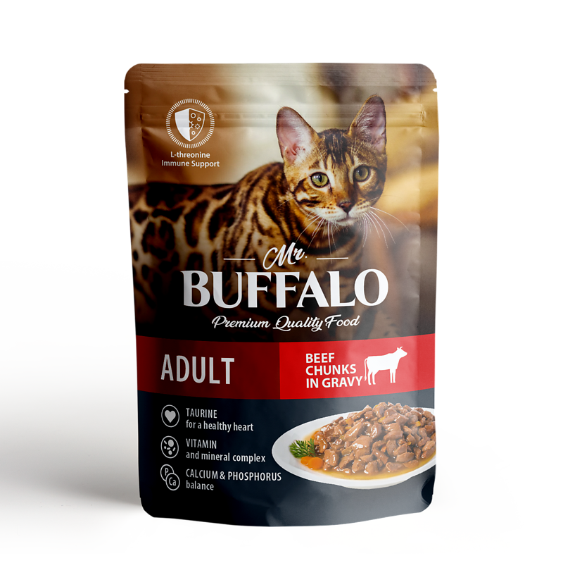 Mr.Buffalo пауч для взрослых кошек Говядина в соусе 85г фото, цены, купить