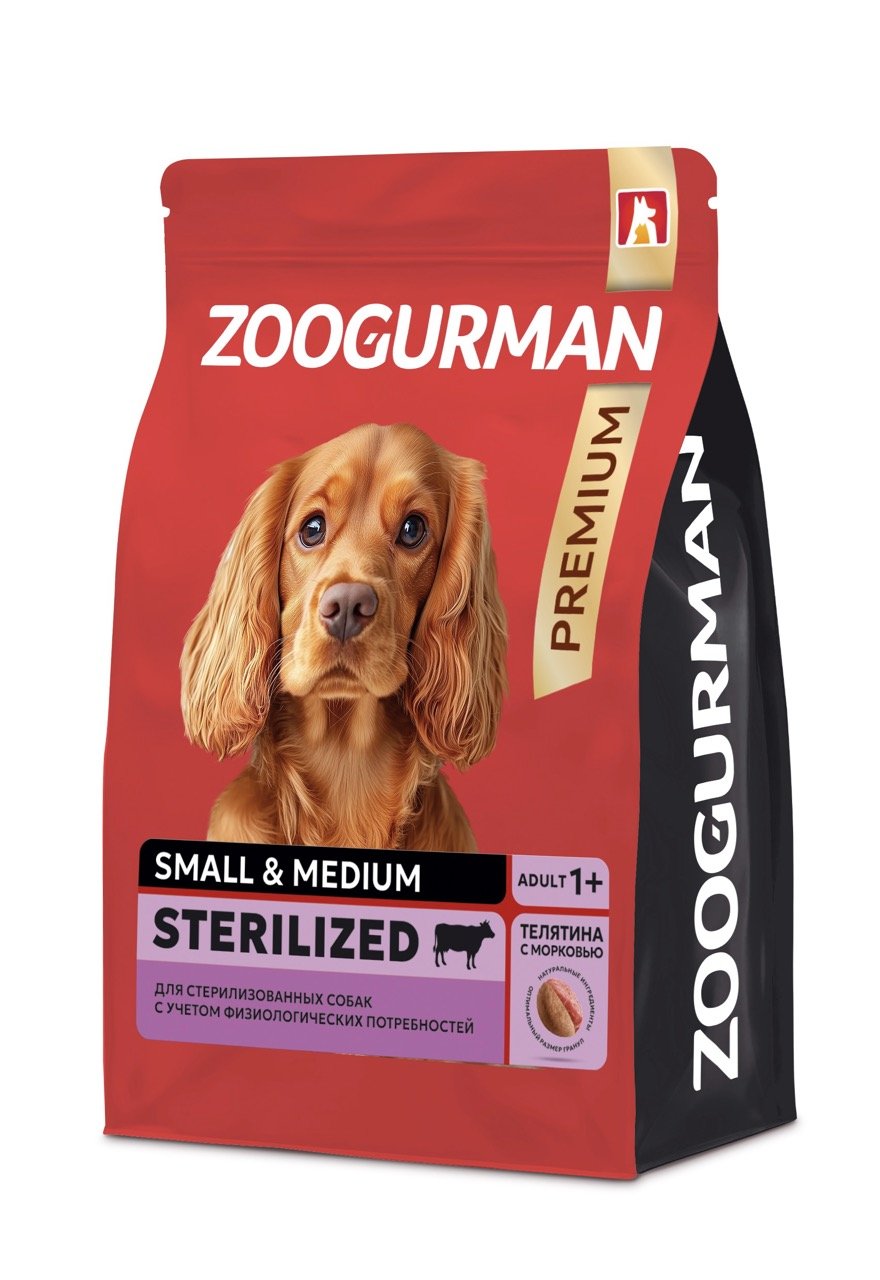 Zoogurman Red для взрослых стерилизованных собак мелких и средних пород с телятиной и морковью 1,2кг фото, цены, купить