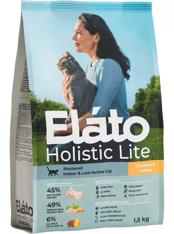 Elato Holistic Lite для кошек стерилизованных с курицей и индейкой 1,5кг фото, цены, купить