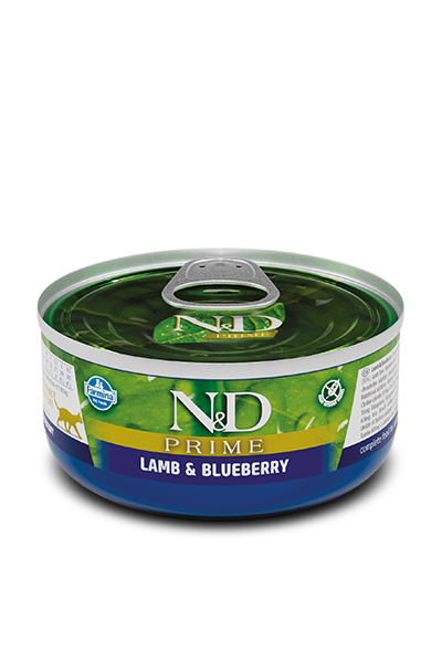 Farmina N&D PRIME Lamb&Blueberry Консервы 70г с ягненком и черникой для кошек фото Farmina N&D PRIME Lamb&Blueberry Консервы 70г с ягненком и черникой для кошек фото, цены, купить