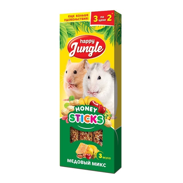 Happy Jungle для мелких грызунов Мёдовый Микс (3палочки) 90г фото, цены, купить