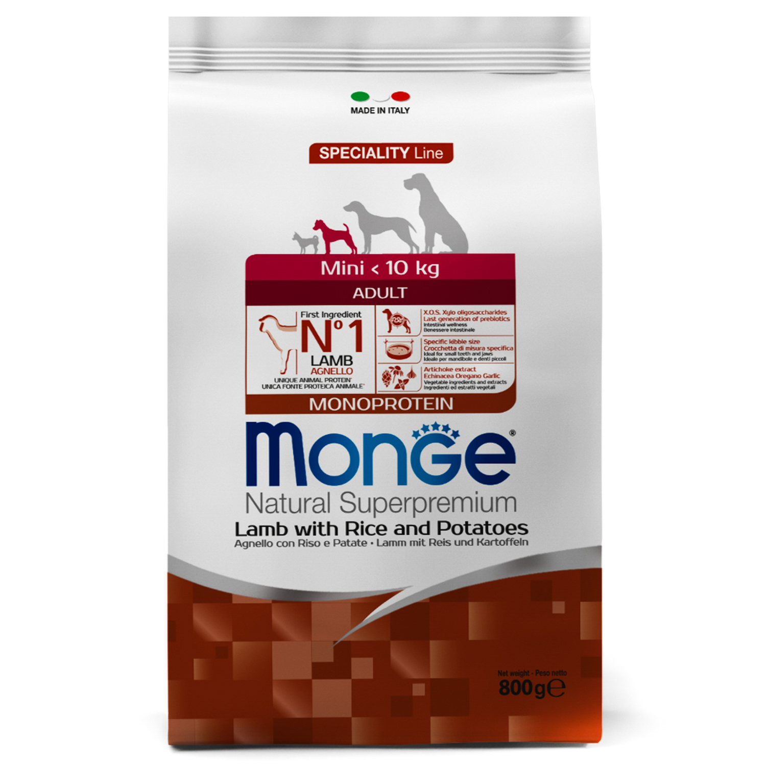 Monge Speciality Line Monoprotein сухой для взрослых собак мелких пород Ягнёнок/Рис 800г фото, цены, купить