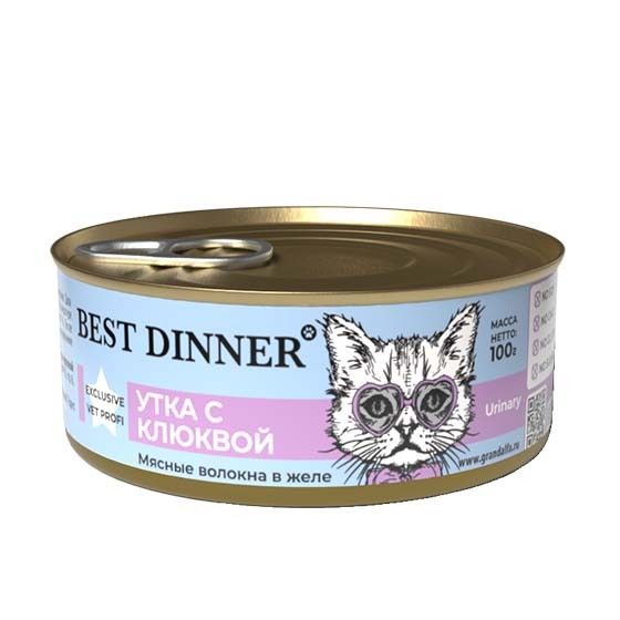 Best Dinner Exclusive Vet Profi консервы паштет утка с клюквой для стерилизованных кошек 100г фото, цены, купить