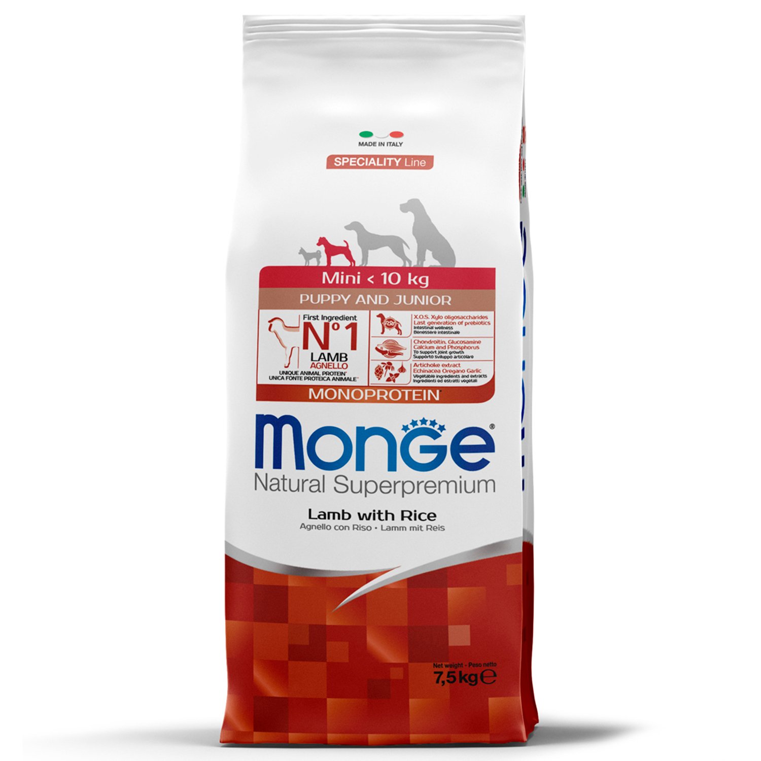 Monge Speciality Line Monoprotein сухой для щенков мелких пород Ягнёнок/Рис 7,5кг фото, цены, купить