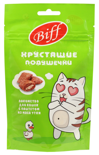 TiTBiT Biff Хрустящие Подушечки для кошек с Паштетом из Утки 60г фото, цены, купить