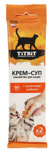 TiTBiT Крем-суп с кусочками индейки 2*10г для кошек фото, цены, купить