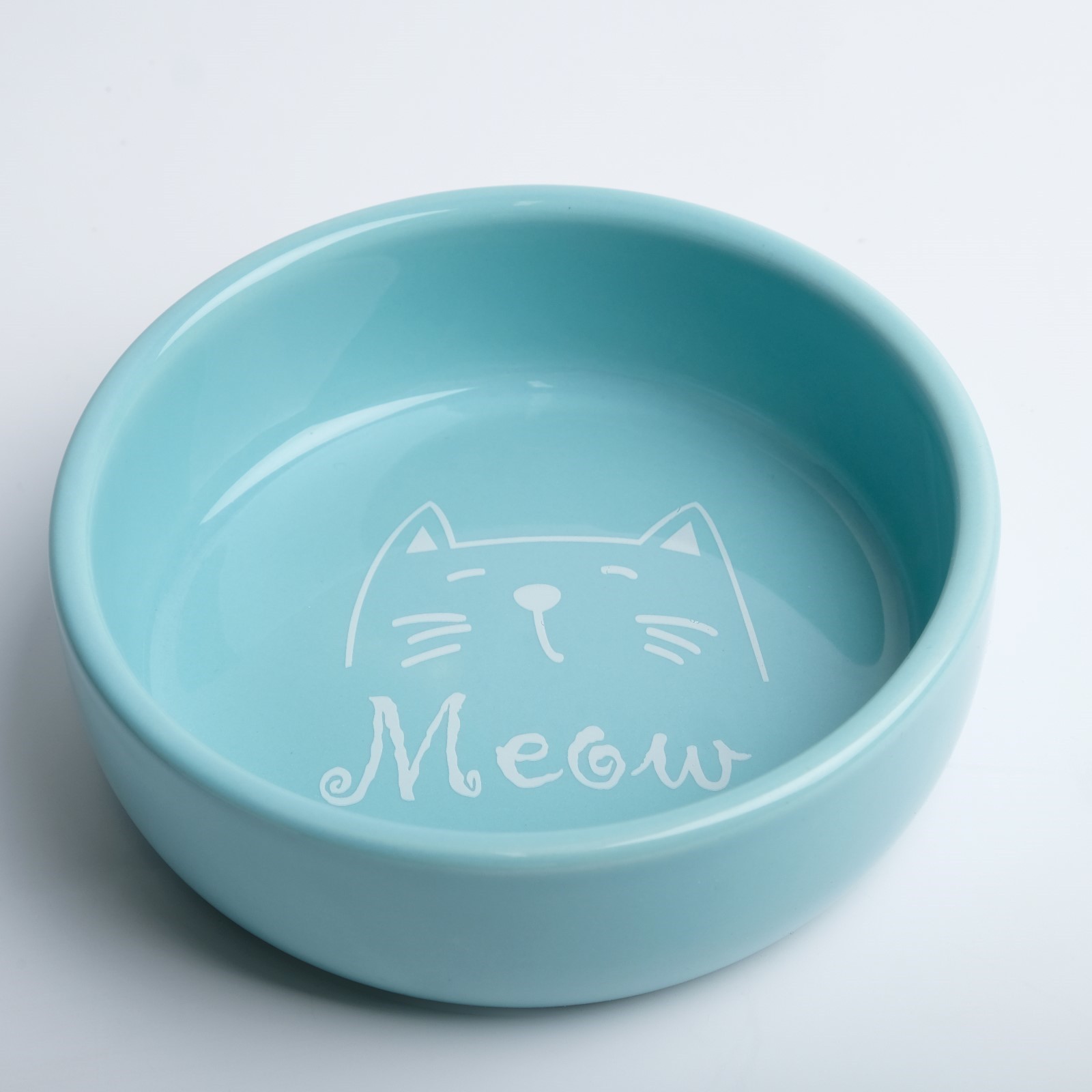 Миска керамическая "Meow" 300 мл 13,4*4 cм, бирюзовая   9214847 фото, цены, купить