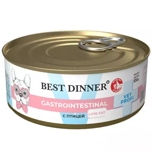 Best Dinner Vet Profi Gastrointestinal Low Fat консервы с птицей 100г фото Best Dinner Vet Profi Gastrointestinal Low Fat консервы с птицей 100г фото, цены, купить