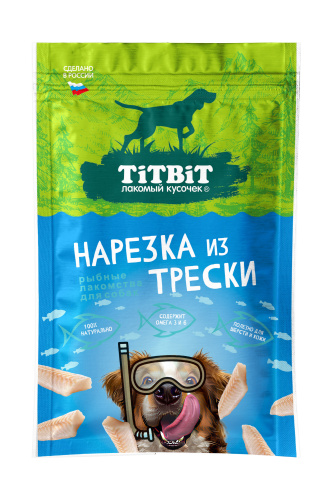 TiTBiT Нарезка из трески для собак 80г  фото TiTBiT Нарезка из трески для собак 80г  фото, цены, купить