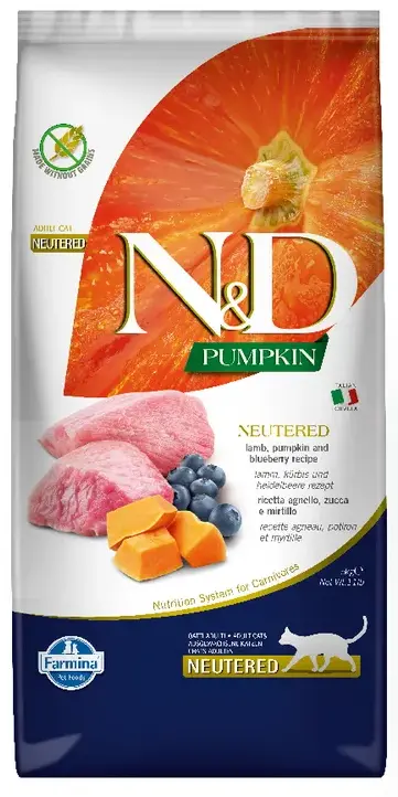 Farmina N&D Neutered ADULT Lamb&Pumpkin (Тыква+черника+ягненок для кошек) 5 кг фото, цены, купить
