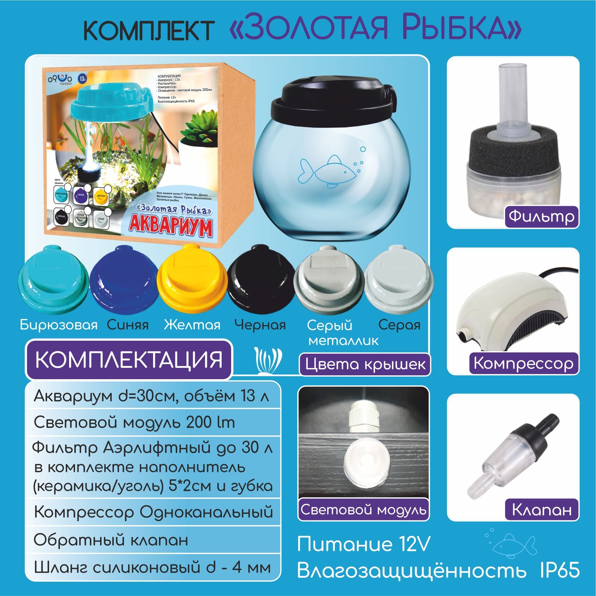 Аква Тоника Аквариумный Комплект "Золотая Рыбка" 13л  фото, цены, купить