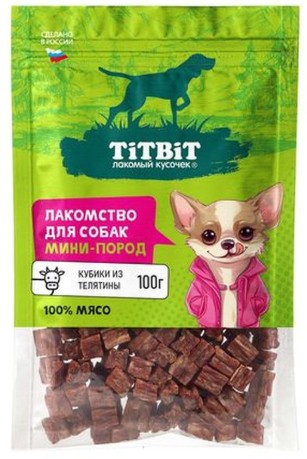 TiTBiT Кубики из Телятины для Мини пород 100г фото, цены, купить