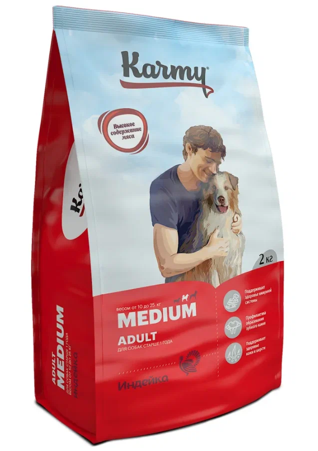 KARMY Medium Adult  с индейкой  для собак средних пород 2кг фото, цены, купить