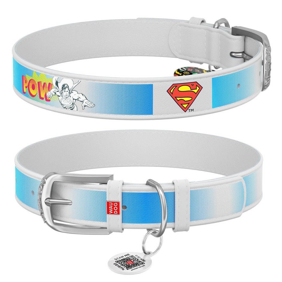 Ошейник Collar Waudog кожа "Супермен2" паспорт 20мм 29-38см фото, цены, купить