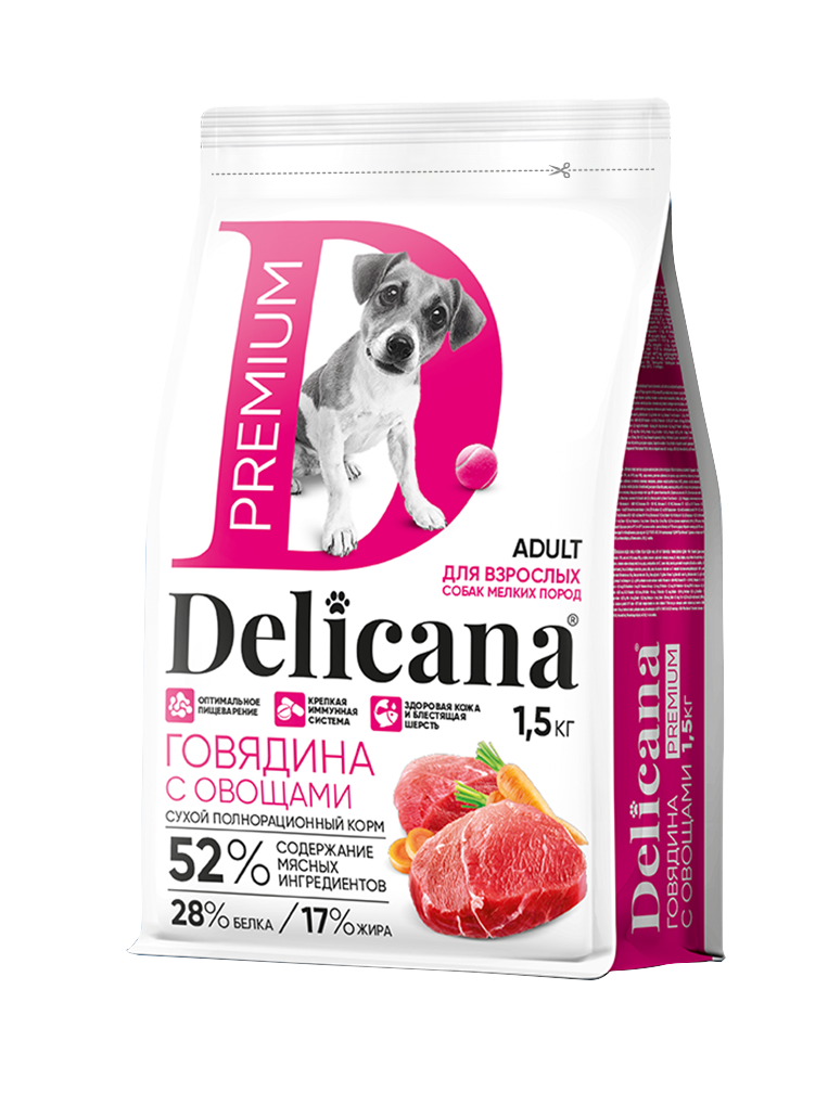 Delicana Говядина с овощами для собак мелких пород 1,5кг фото, цены, купить