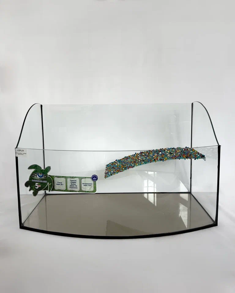 Террариум - черепашник Cariby-60, с островком, переднее стекло овальной формы фото, цены, купить