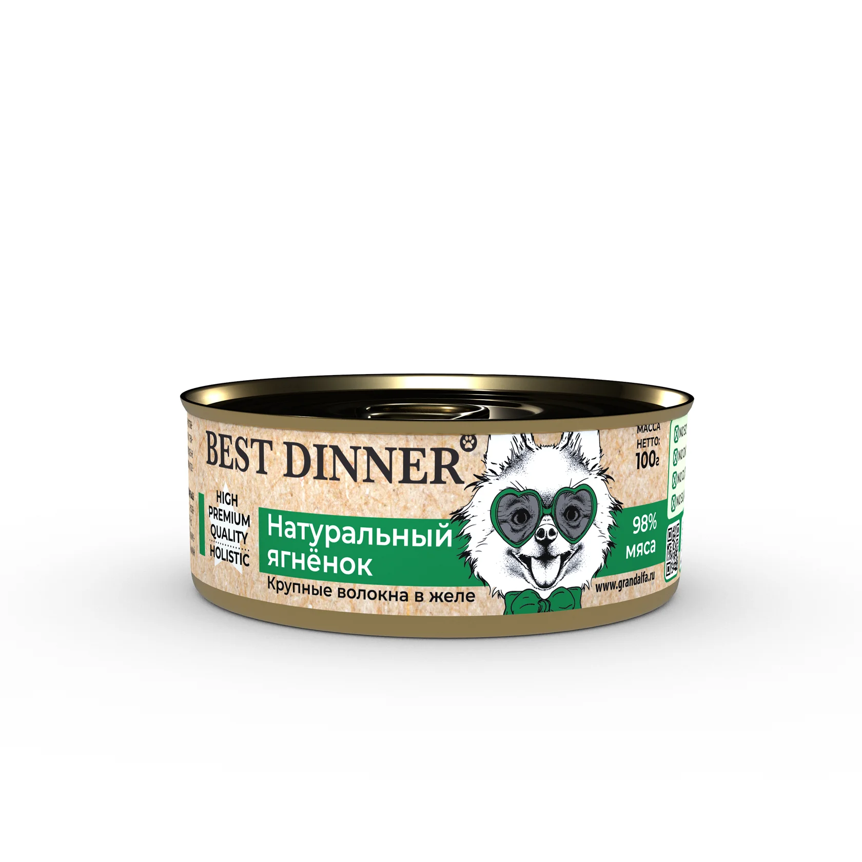 Best Dinner Dog High Premium Holistic Натуральный ягненок для собак и щенков с 6 мес. 100г фото, цены, купить