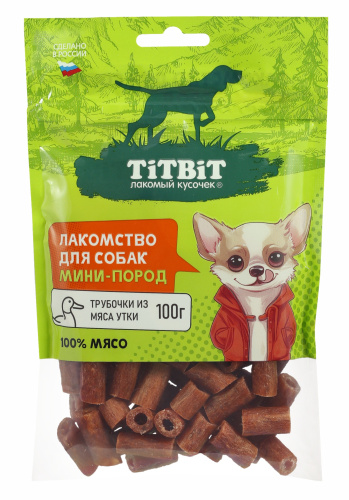 TiTBiT Трубочки из мяса утки для собак мини пород 100 г фото, цены, купить